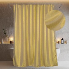 72x78 Inch Brass Gold Shower Curtain, Glitter, Sparkle, Fabric, Waterproof