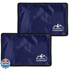 Glacial Comfort Gel Ice Pack for Back Pain - (12" x 8") Reusable Cold Pads fo
