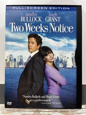 Two Weeks Notice DVD 2002 Full-Screen Sandra Bullock Hugh Grant