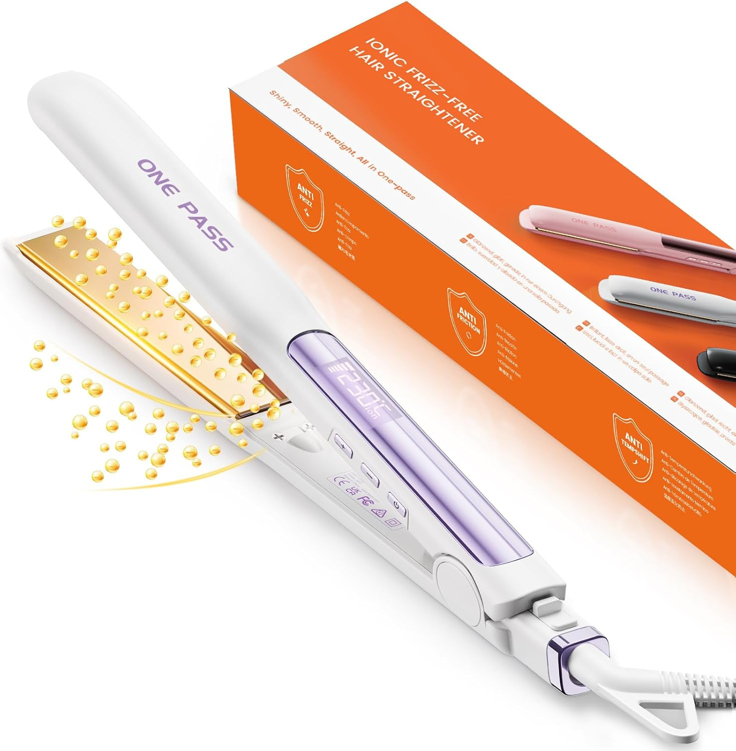 Piastra Capelli Professionale 2-In-1, Piastre Ioniche Di Titanio, Riscaldamento 