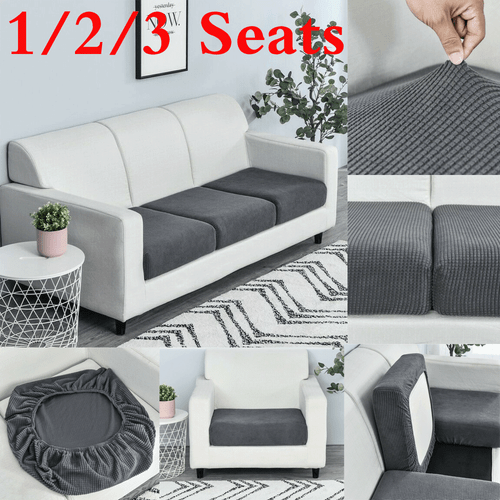 Stretch Sofa Cushion Cover Set Of 1 2 3 Seaters Furniture Protector Dark Gray Stretch Sofa Cushion Cover Set Of 1 2 3, Dark Grey Sofa Cushion Covers