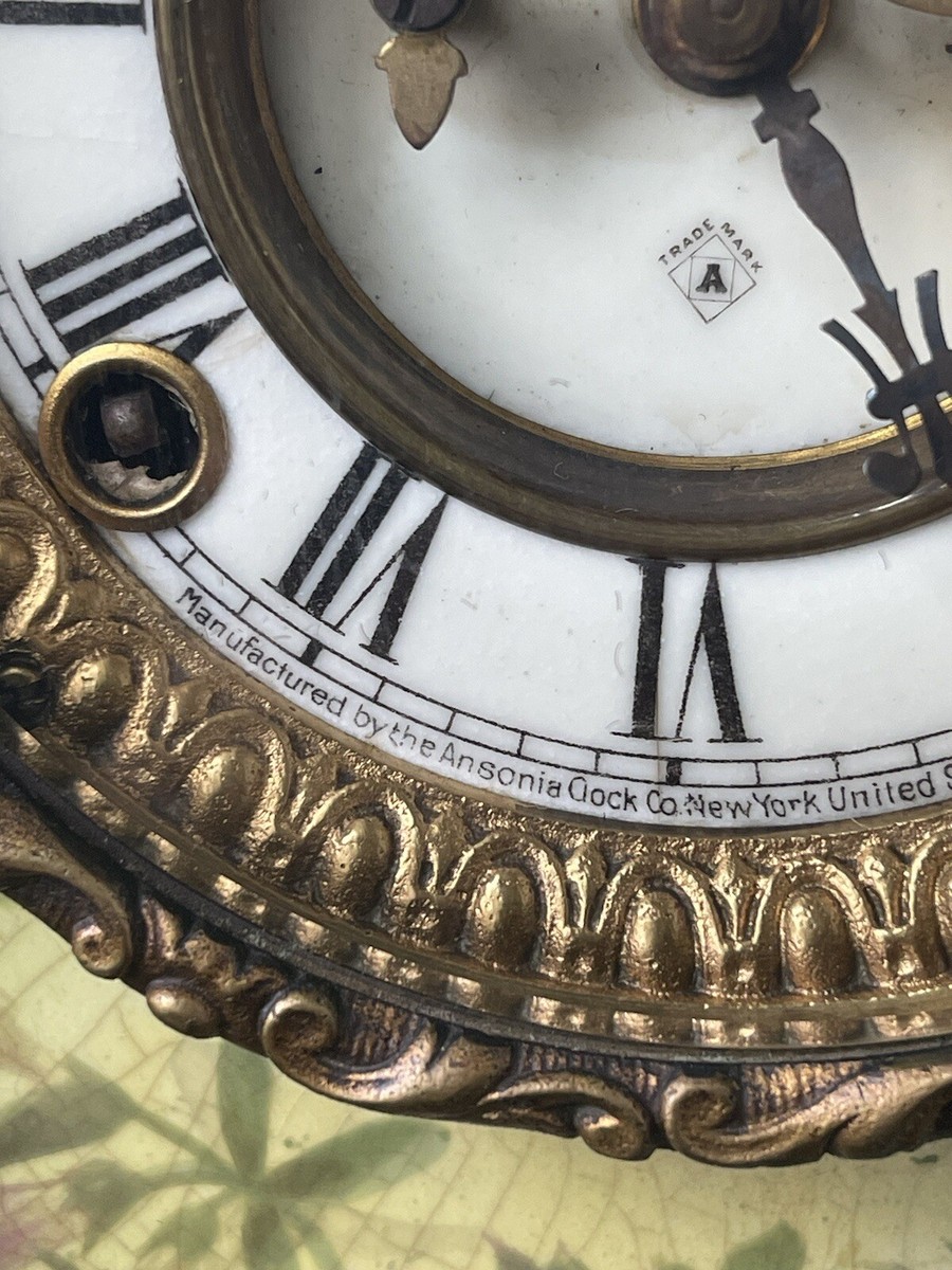 売約済)アメリカ「ANSONIA」アンティーク天使ブロンズ置き時計