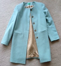 United Colors of Benetton aqua robins blu uovo cappotto giacca misto lana cashmere S