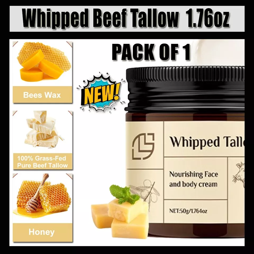 Whipped Tallow, All Natural Grass Fed Beef Tallow Moisturizer 50 gm PACK OF 1