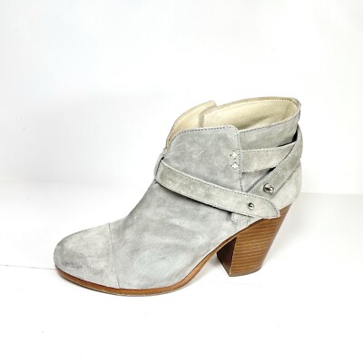 Rag & Bone Womens Ankle Boots Gray Suede Straps Size 39.5 US 9.5