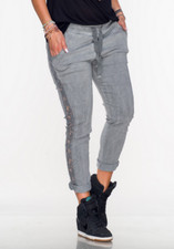 Stretch Side Lace Trouser Bottoms Dark Grey Size M