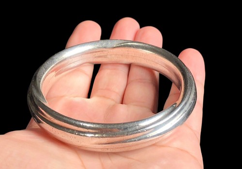 Sterling Silver 925 Modernist Wave Bangle GT Electroform Cuff Bracelet 7 3/4” - Picture 2 of 7