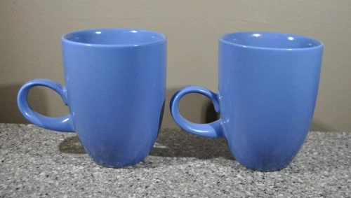 2~LINDT-STYMEIST "BRIGHT BLUE" LOOP HANDLE MUG 4 1/2" 14 OUNCE JAPAN