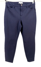 Talbots Pants Women 12 Petite Navy Slim Knit High Rise Stretch 12P Ankle 26L New
