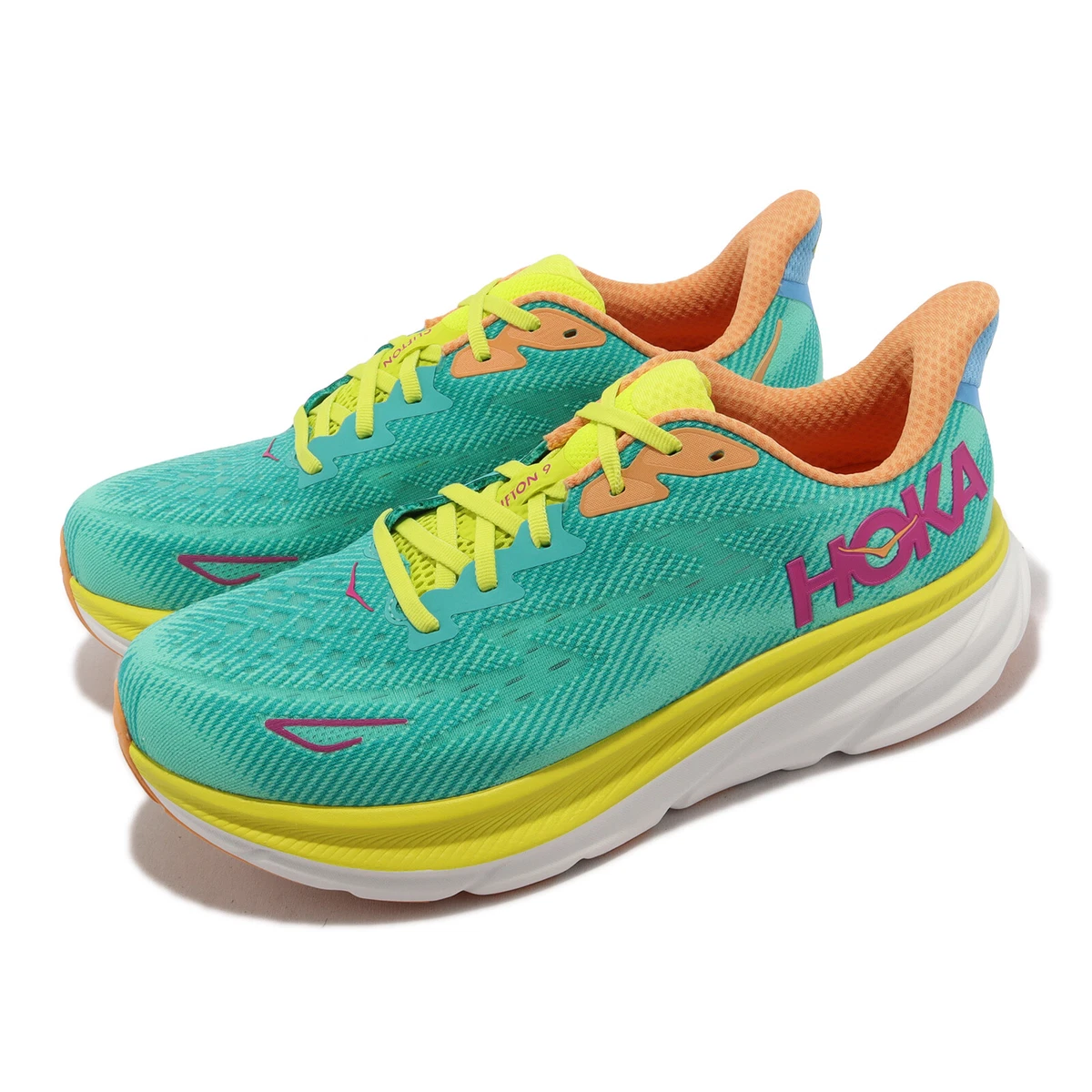 Hoka Clifton 9 2E Wide Ceramic Evening Primrose Green Men Running