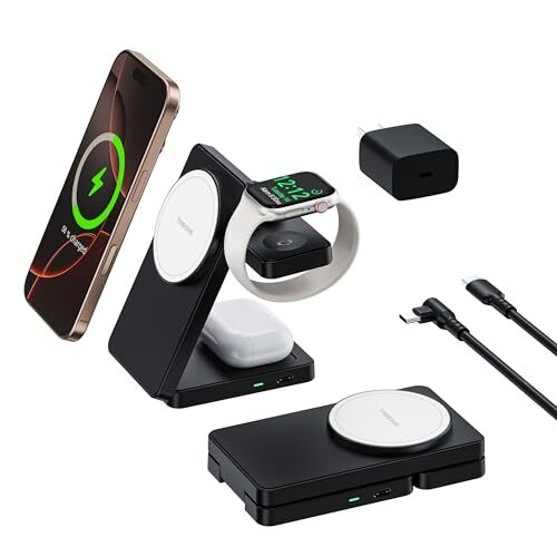 3 in 1 Charging Station for iPhone 16 15 14 13 12, 11 X 8 Series Black-White