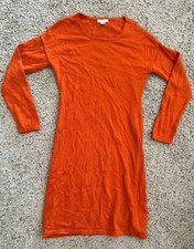 Garnet Hill  Womens Dress Orange LS Small 100% Merino Wool
