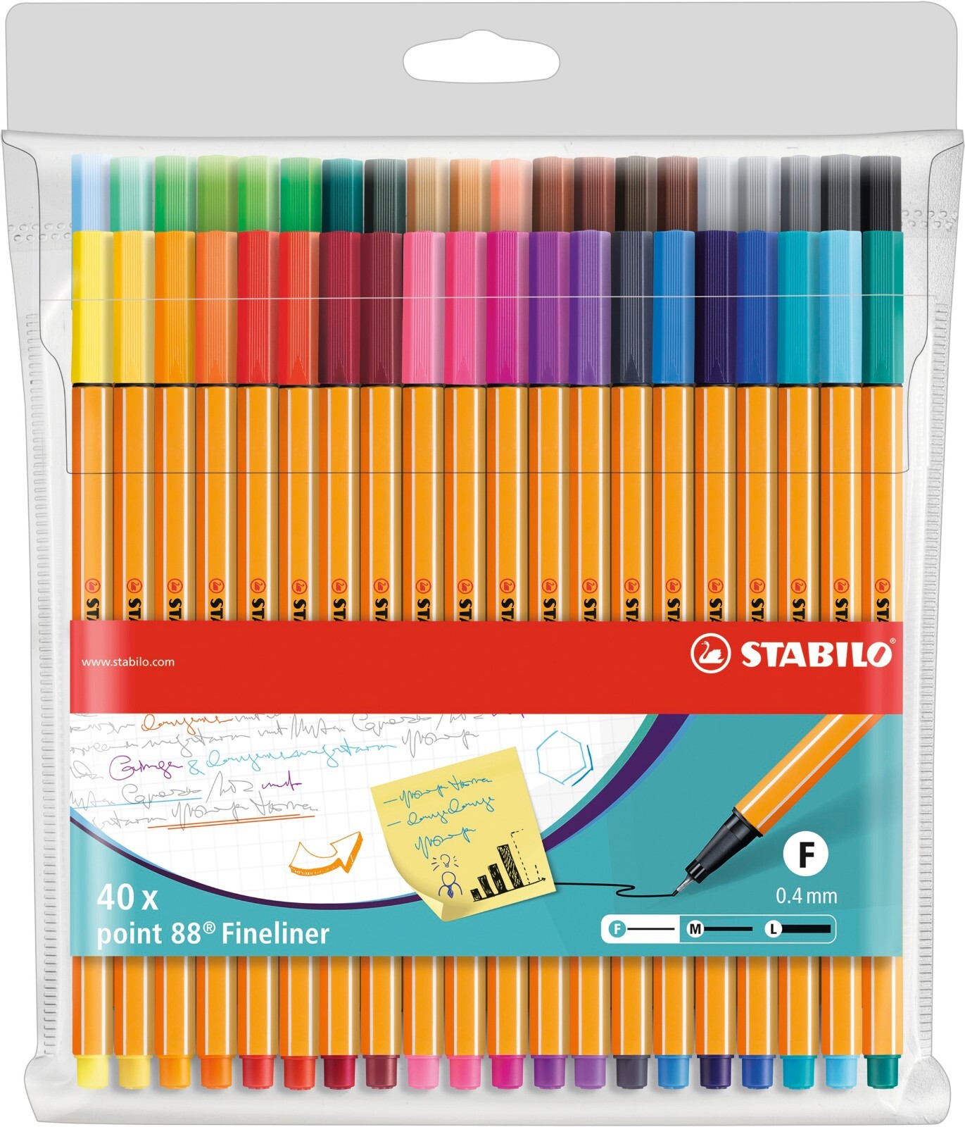 Fineliner - STABILO point 88 - Pack of 40 - Assorted Colours