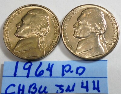 1964 p ,1964 d, B U  Uncirculated Jefferson Nickels # JN 44