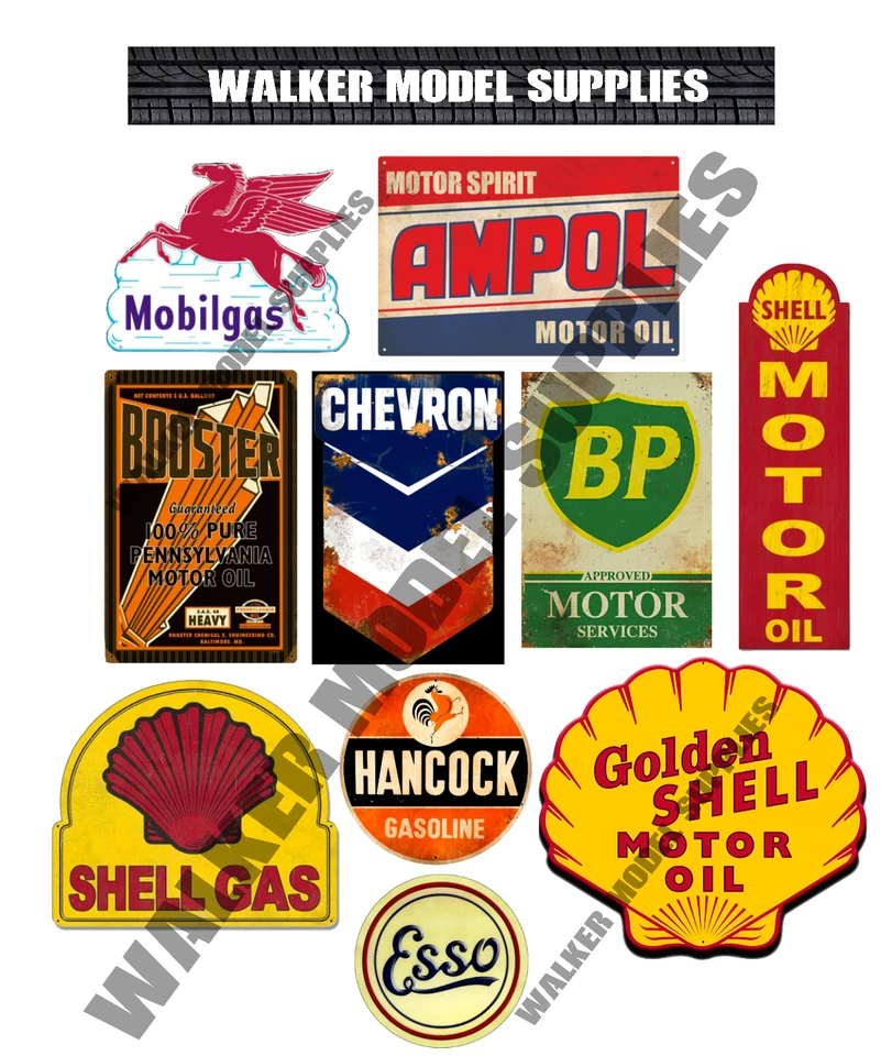 1:10 Scala Pre-tagliati Vintage Garage Segnale Adesivi Modello Auto. Set 1 - Immagine 3 di 4