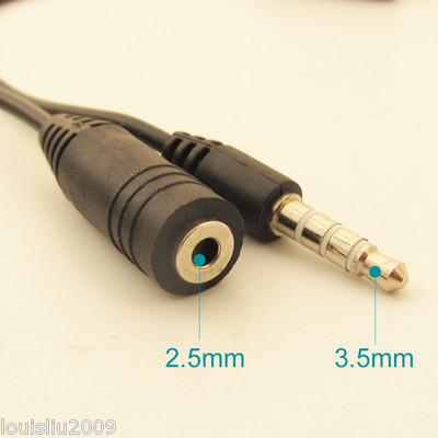 1pc 3.5mm 1/8'' 4 Pole 3 Ring Male To 2.5mm Female TRRS AUX Audio Adapter Cable