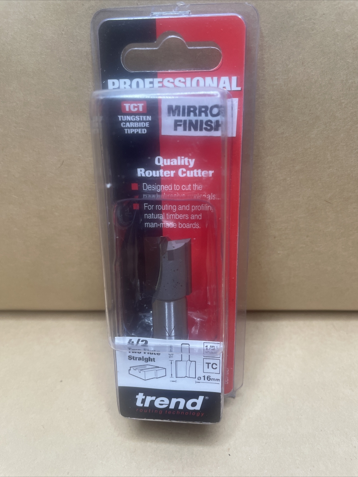 Trend 4/2X1/2TC TWO FLUTE 16MM DIA X 19MM CUT
