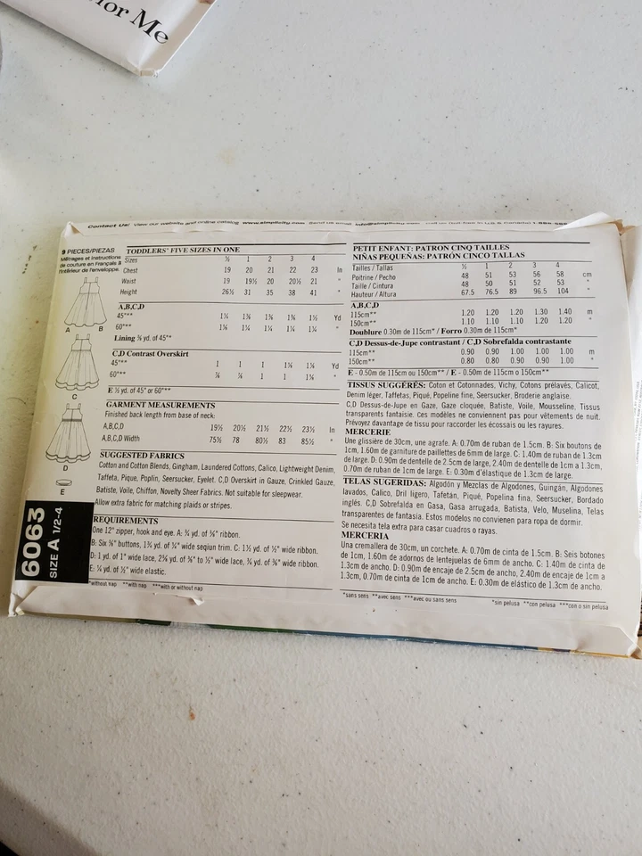 New Look 6063 Fabric Sewing Pattern Girls Sun Dress Sizes 1/2 to 4 In 3 Styles - Image 2 of 3