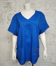 NWT Koi Tech By Kathy Peterson Women's Size XL Blue Scrub Top Satin Lined
