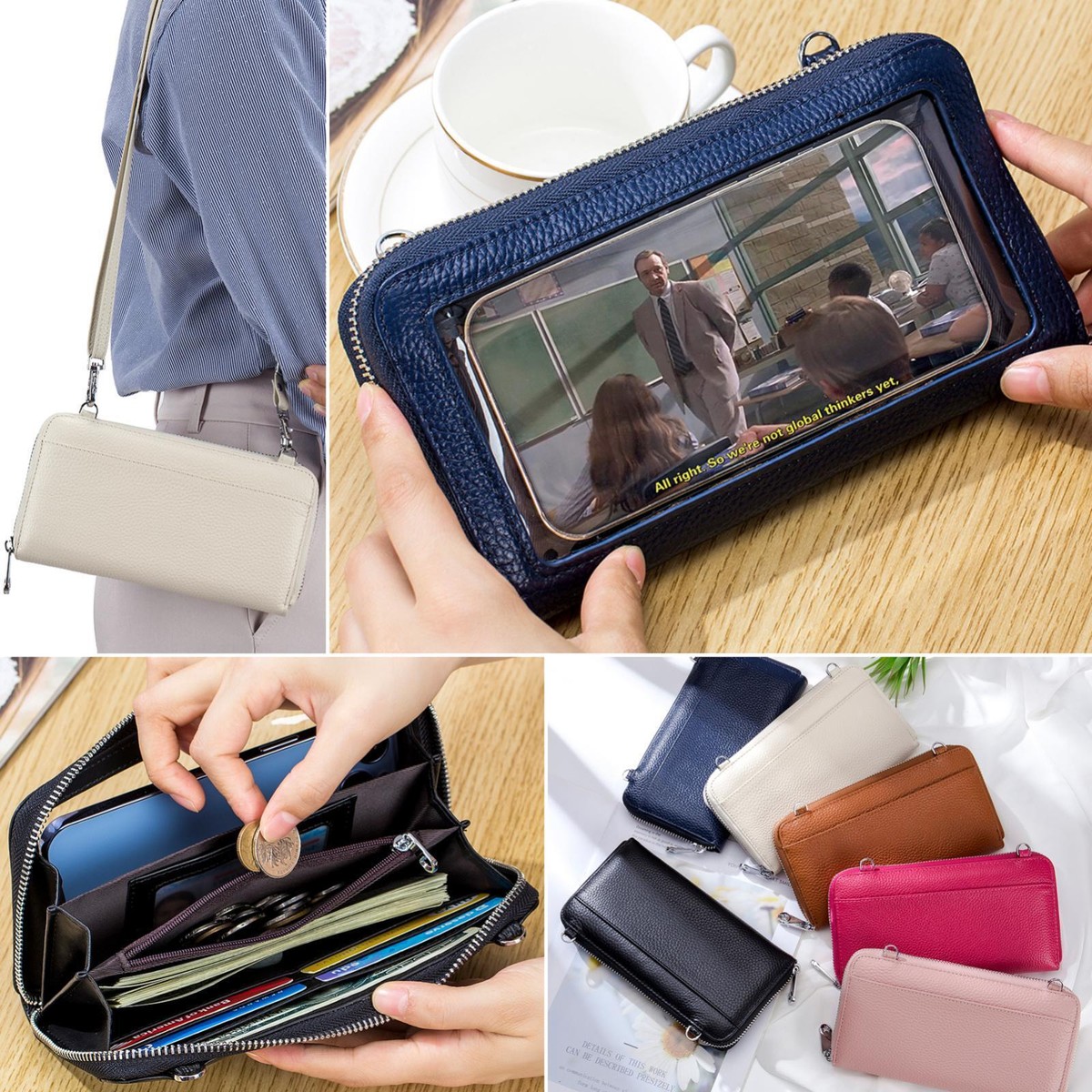 Touch Screen Bag RFID Blocking Wallet Womens Crossbody Cell Phone