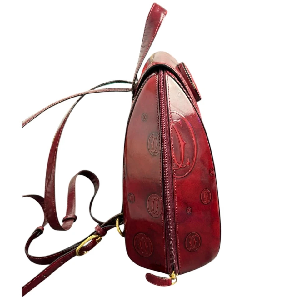 CARTIER: Mochila Borgoña, Charol Logo "Doble C" #1391 Foto 2 de 4