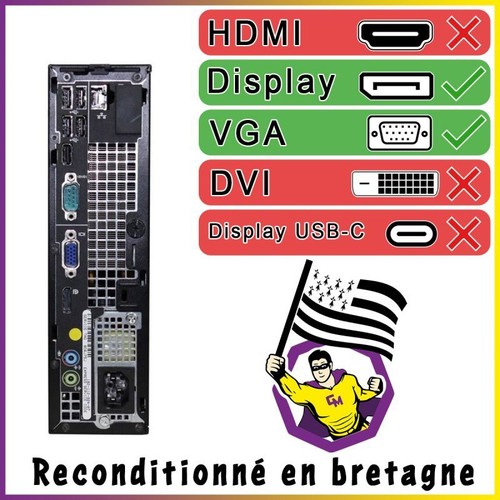 PC Dell Optiplex 990 USFF Bildschirm 22 " Intel I3-2100 RAM 8Go SSD 240Go W10 - Bild 6 von 6