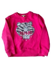 Kenzo Kids Sweater Girls 6Y Hot Pink Embroidered Tiger Graphic Sweatshirt 229