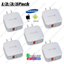 1-5Pack 18W QC 3.0 Fast Wall Charger USB QuickAdapter For iPhone Samsung Android