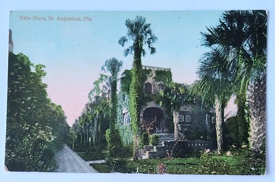St. Augustine FL Florida Villa Flora Vintage Valentine & Sons V&S Postcard C6