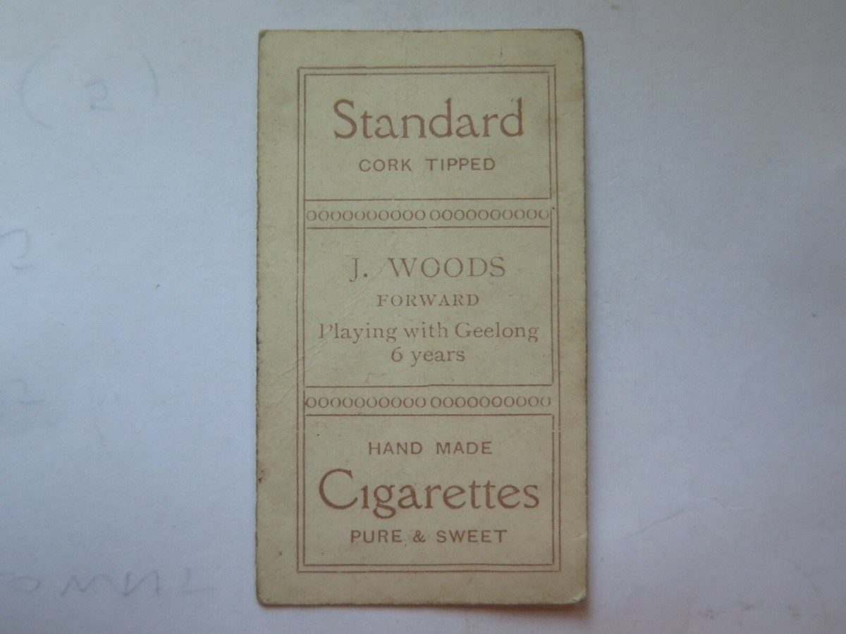 STANDARD CIGARETTES CARD J IKE WOODS GEELONG CATS FOOTBALL CLUB VFL  1906/1907