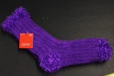 1 Pair Women's Ultra Soft Fuzzy Crew slipper Socks 9-11 Fit Shoe Size 4-9 Purple