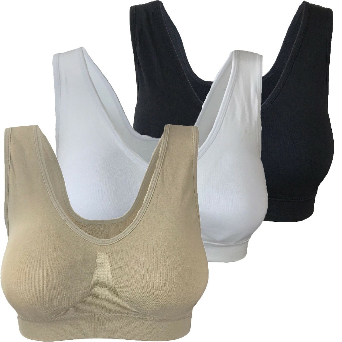 Seamless Padded Bra w/removable pads Slip On Pullover Stretchy S M L XL 2XL  3X