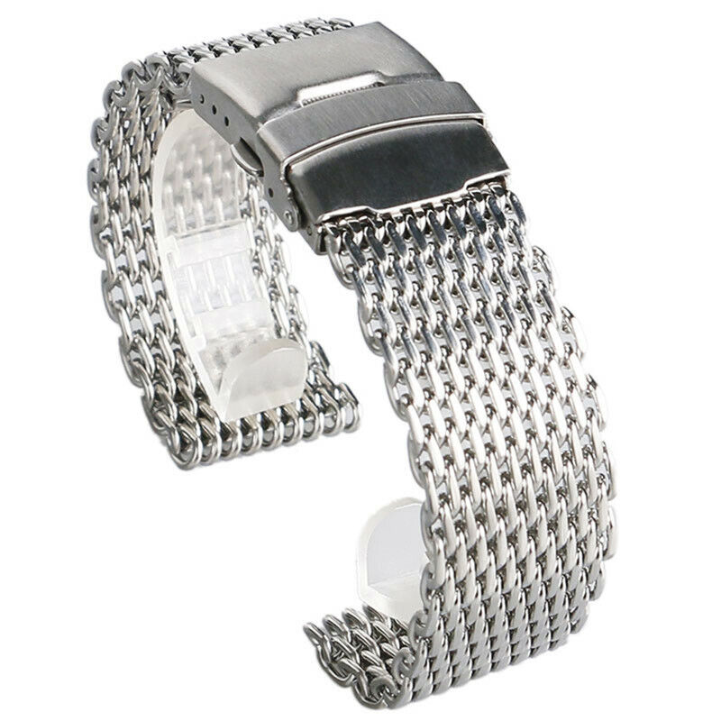 18/20/22/24mm Men Mesh Stainless Steel Bracelet Watch Band Replacement Strap