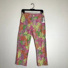 Lilly Pulitzer pink orange frog leaf print pants size 6 vintage