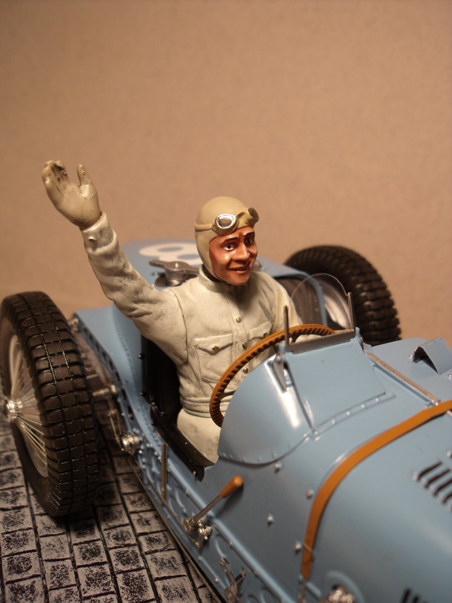 Figurine 1/18 René Dreyfus Au Volant – Bugatti Grand Prix 1927, Résine Non Peinte, Pour Minichamps CMC