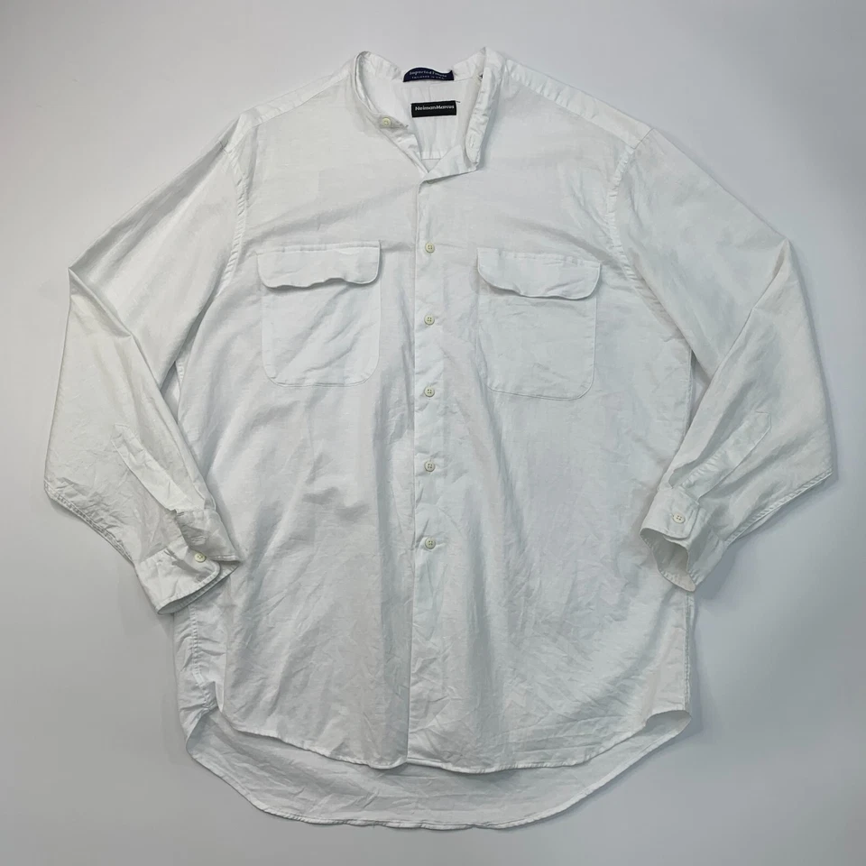 Vintage Neiman Marcus Shirt Mens XL Extra Large Long Sleeve Pockets Made USA - Image 2 of 4
