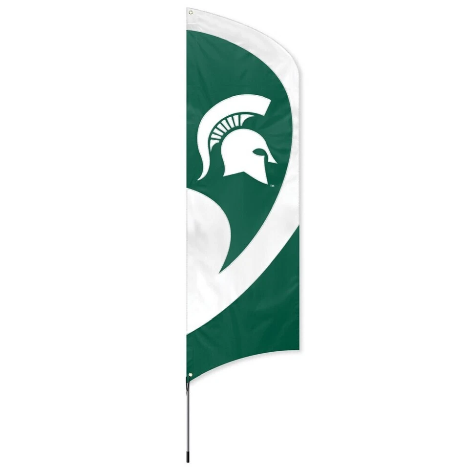 MICHIGAN STATE SPARTANS 8.5 FOOT TALL TEAM FLAG 11.5 FOOT POLE SIGN BANNER - Image 2 of 4