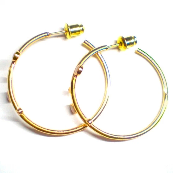 Plaqué Or 18K Créoles Zircone & Nacre Boucles d'Oreille Neuves Livré 48H DomiciI - Photo 3/4