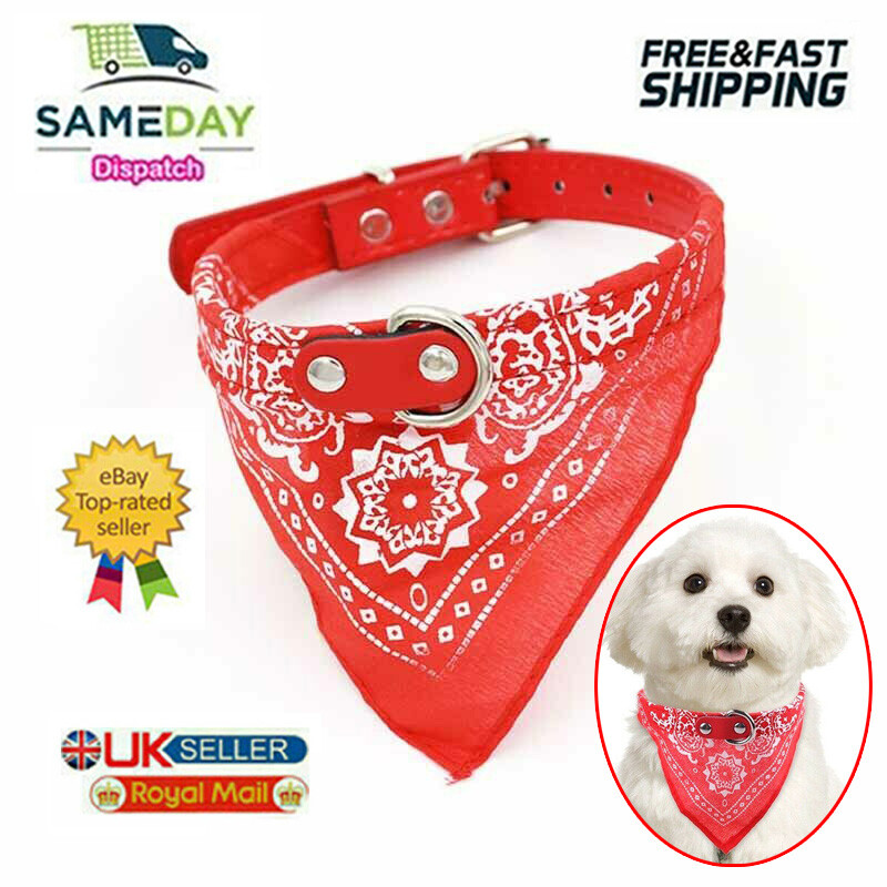 Dog Bandana Collar Adjustable Cat Neckerchief Large size in 4 Colours Available eBay