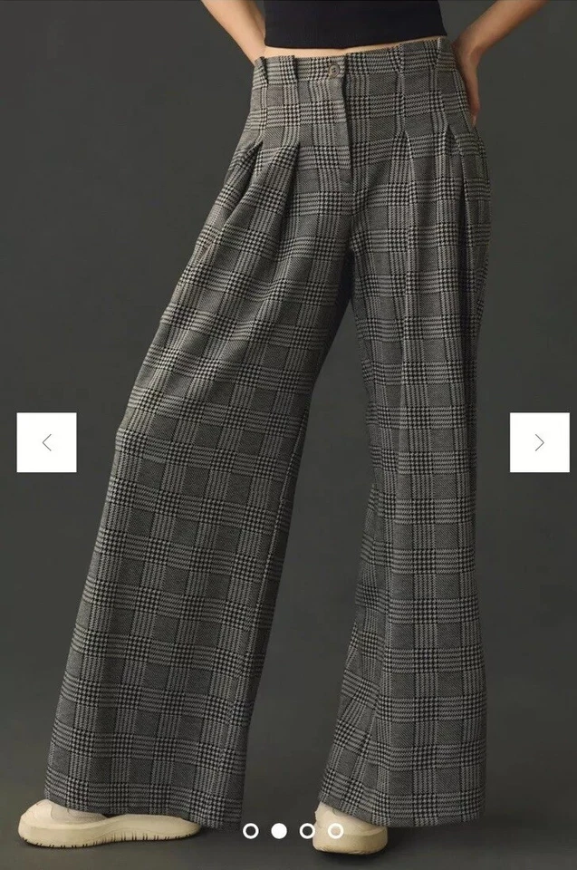 Pantalones de pierna ancha de punto plisado Anthropologie Maeve en gris para mujer talla 4”. Foto 3 de 4