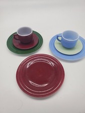 Vintage HAZEL ATLAS PASTEL Color MODERNTONE MILK GLASS CHILD'S TEA SET 7 Pieces