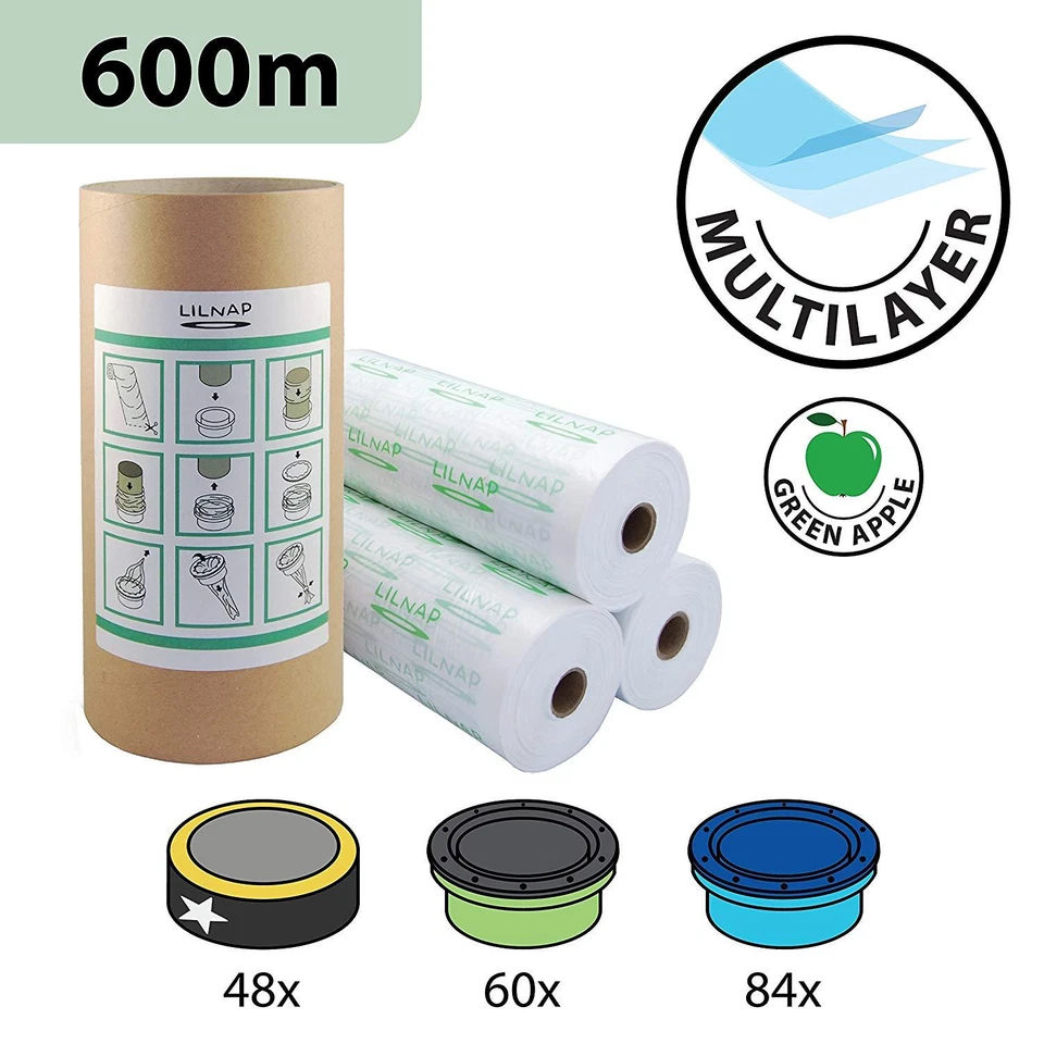 600m Recarga compatible multicapa para Sangenic Tommee Tippee, Simplee & Tec