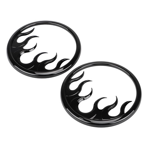 Black Flame Front Speaker Accent Trim Set For Harley Electra Glides 14-22 FLHTCU - Picture 8 of 12