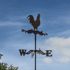 Wetterhahn, Wetterfahne mit Erdspie&szlig; und Wandb&uuml;gel, Windspiel f&uuml;r Wand und Boden