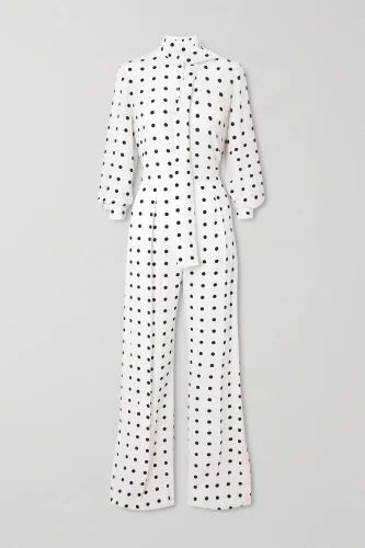 Jumpsuit gepunktet bedruckt volle Länge Polyester weiß Regular Wear Jumpsuit - Bild 2 von 4
