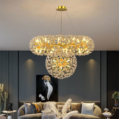 Moderner Blumen Kugel Kristall Kronleuchter Gold LED verstellbar Deckenleuchte New Home