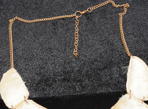Vintage Beaded Knitted Cloth Silk Ribbon Fake Collar Choker Necklaces - Picture 4 of 7