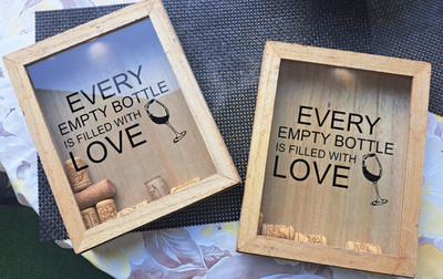 2x Weinkorken Sammler Holzrahmen ''Every Empty Bottle'' Deko Küche