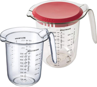 Set 2Tlg., Messkannen 0,5 L Und 1 L Mit Deckel, Mehrsprachige Messskalen, Kunsts