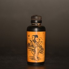 8.5cm Inlaid Carved Beauty Snuff Bottle Chinese Style Handcraft Ornament